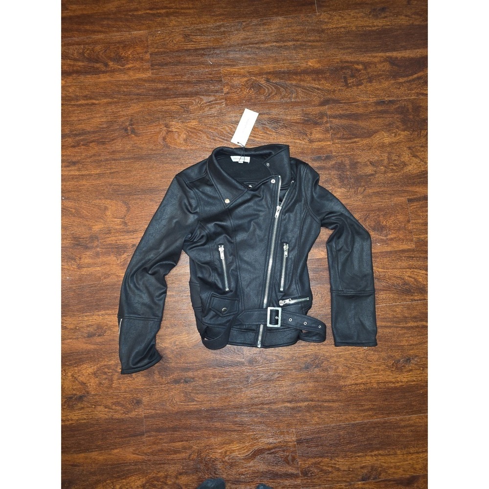 Dance&Marvel Womens Black Vegan Leather Moto Biker Jacket DMJ1223 Size M NEW